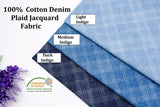 100% Cotton Washed Denim Plaid Jacquard Fabric - G.k Fashion Fabrics denim