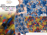 100 % Viscose Poplin Digital Print Fabric - 1009 - G.k Fashion Fabrics viscose