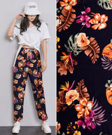 100% Viscose Poplin -Stylish spring flower, tropical leaves Print Fabric - 61032 - G.k Fashion Fabrics viscose