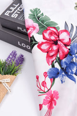 100% Viscose Poplin -Stylish spring flower, tropical leaves Print Fabric - 61032 - G.k Fashion Fabrics viscose