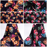 100% Viscose Poplin -Stylish spring flower, tropical leaves Print Fabric - 61032 - G.k Fashion Fabrics viscose