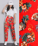 100% Viscose Poplin -Stylish spring flower, tropical leaves Print Fabric - 61032 - G.k Fashion Fabrics viscose