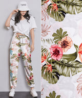 100% Viscose Poplin -Tropical flower leaves Print Fabric - 61029 - G.k Fashion Fabrics viscose