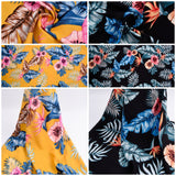 100% Viscose Poplin -Tropical flower leaves Print Fabric - 61029 - G.k Fashion Fabrics viscose