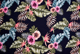 100% Viscose Poplin -Tropical flower leaves Print Fabric - 61029 - G.k Fashion Fabrics viscose