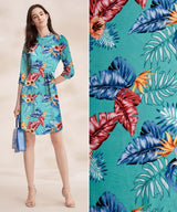 100% Viscose Poplin -Tropical flower leaves Print Fabric - 61029 - G.k Fashion Fabrics viscose