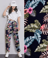 100% Viscose Poplin -Tropical flower leaves Print Fabric - 61029 - G.k Fashion Fabrics viscose