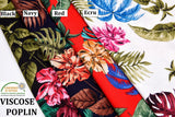 100% Viscose Poplin - Tropical Garden Floral Print Fabric - 61047 - G.k Fashion Fabrics viscose
