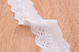 Cotton Lace trim( 2 Yards Pack ) , lace-bordered cotton batiste/voile, Broderie Anglaise Embroidery scalloped flower - G.k Fashion Fabrics