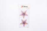 Stars Smiley Face Glitter (2 Pieces Pack) Iron on , Sew on, Embroidered patches. - GK 47 - G.k Fashion Fabrics