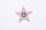 Stars Smiley Face Glitter (2 Pieces Pack) Iron on , Sew on, Embroidered patches. - GK 47 - G.k Fashion Fabrics
