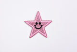 Stars Smiley Face Glitter (2 Pieces Pack) Iron on , Sew on, Embroidered patches. - GK 47 - G.k Fashion Fabrics