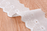 Cotton Lace trim( 2 Yards Pack ) , lace-bordered cotton batiste/voile, Broderie Anglaise Embroidery scalloped flower - G.k Fashion Fabrics