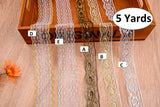 Thin Gold and Silver Lace Fabric Ribbon Trim GK- 61( 5 Yards Pack) - G.k Fashion Fabrics