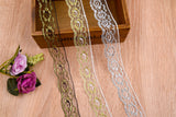 Thin Gold and Silver Lace Fabric Ribbon Trim GK- 61( 5 Yards Pack) - G.k Fashion Fabrics