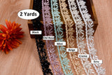 Flowers Border Crochet Lace Trim with Handwork Beads - GK- 71 - G.k Fashion Fabrics