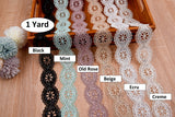 Round Flowers Crochet Lace Trim with Sequins - GK- 72 - G.k Fashion Fabrics