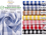All Colors Pack Swatches Part 2 - G.k Fashion Fabrics Gingham Checks Washed Viscose Linen Fabric - GK 6600 / 10x10 cm/ All Colors Swatches Pack swatch
