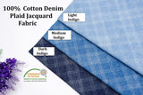 All Colors Pack Swatches Part 3 - G.k Fashion Fabrics 100% Cotton Washed Denim Plaid Jacquard Fabric / 10x10 cm/ All Colors Swatches Pack