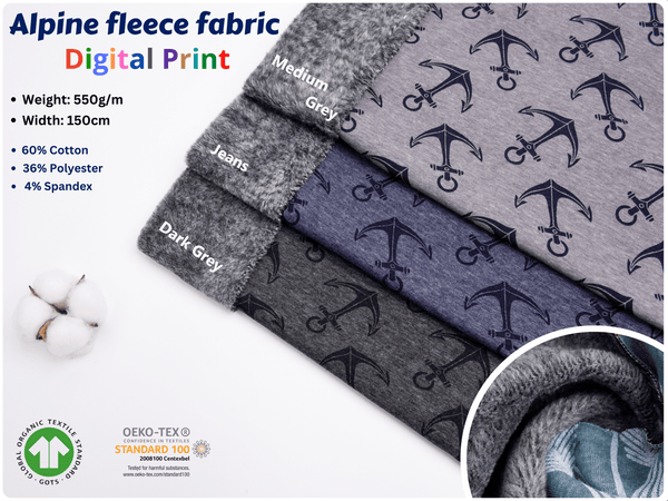 Alpine Fleece Anchor Print Fabric - G.k Fashion Fabrics fabric