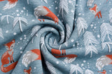 Alpine Fleece Fox in the forest Print Fabric - G.k Fashion Fabrics fabric