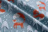 Alpine Fleece Fox in the forest Print Fabric - G.k Fashion Fabrics fabric