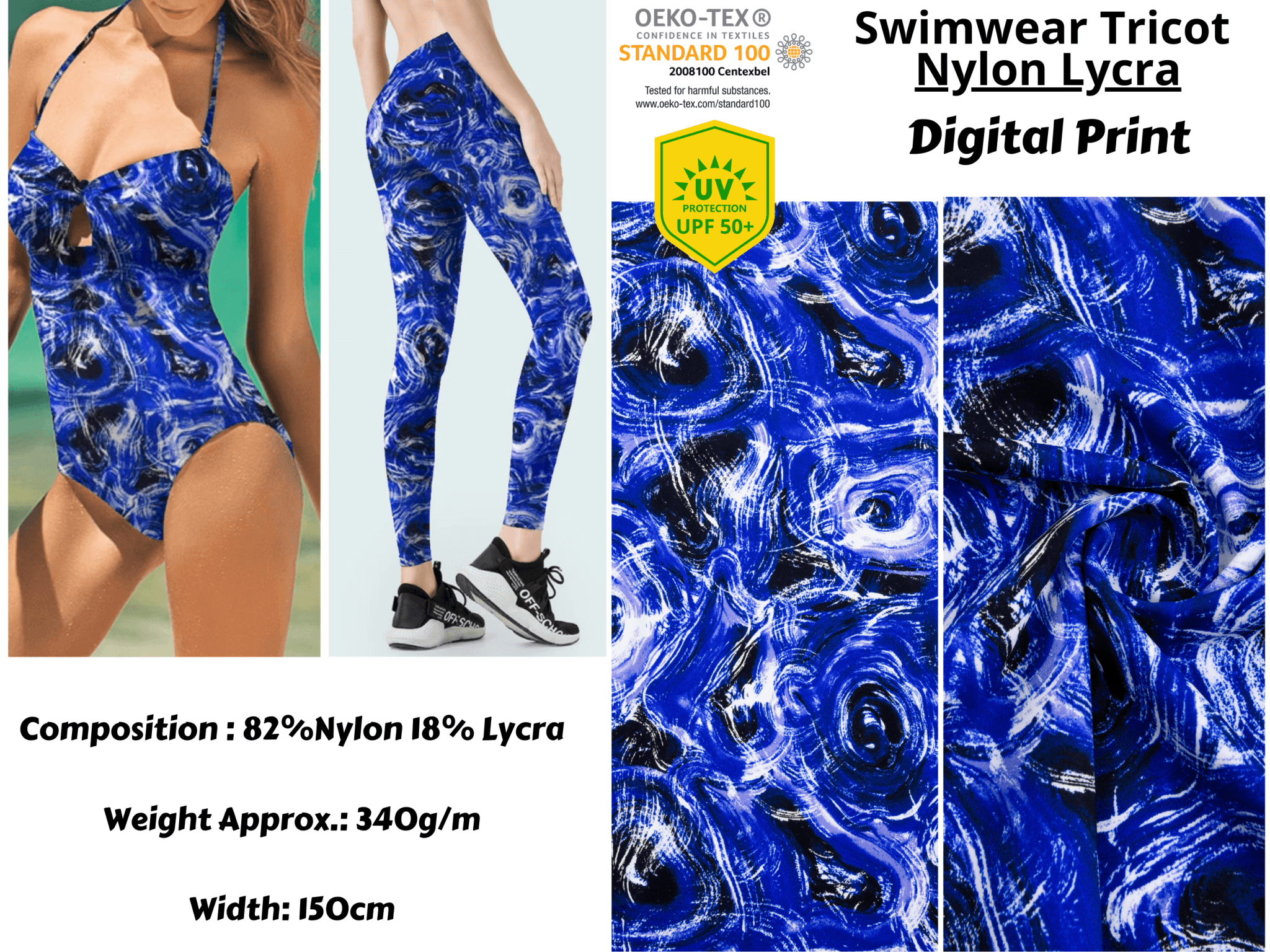Blue Tornado Print Nylon Swimwear Fabric -WJH1207B – G.k Fashion Fabrics