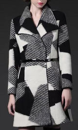 Boiled Wool Blended Jacquard Geometrical- Printed Melton Fabric - G.k Fashion Fabrics fabric