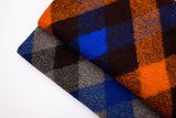 Boiled Wool Plaid Diagonal Pattern Fabric / Made by Merino Wool - G.k Fashion Fabrics fabric