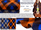 Boiled Wool Plaid Diagonal Pattern Fabric / Made by Merino Wool - G.k Fashion Fabrics fabric
