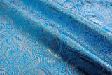 Brocade Jacquard Fabric - G.k Fashion Fabrics Aqua + Silver Lurex - 4 / Price per Half Yard