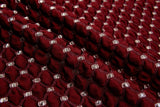 Brocade Satin Bubble Jacquard / Medallion Pattern/ Double Ply Fabric - G.k Fashion Fabrics Wine + Gold Lurex / Price per Half Yard