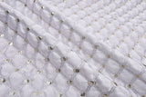Brocade Satin Bubble Jacquard / Medallion Pattern/ Double Ply Fabric - G.k Fashion Fabrics White + Silver Lurex / Price per Half Yard