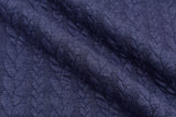 Cable Knit Jacquard Fabric / Quilted Knit Jacquard - G.k Fashion Fabrics Dark Jeans Melange - 1107 / Price per Half Yard