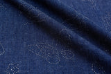 Chambray Denim Butterfly Glitter TM2001 - G.k Fashion Fabrics denim