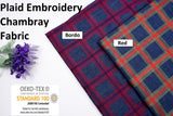 Chambray Denim Plaid Embroidery Fabric CE122 - G.k Fashion Fabrics denim
