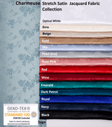 Charmeuse Stretch Satin Apricot Flower Jacquard, Soft Stretch Satin Fabric-31105 - G.k Fashion Fabrics satin