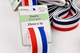 Colored Stripe Pattern Elastic Strap Band 25mm - 3 Yards Pack - G.k Fashion Fabrics Elastic band