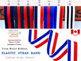 Colored Stripe Pattern Elastic Strap Band 25mm - 3 Yards Pack - G.k Fashion Fabrics Elastic band