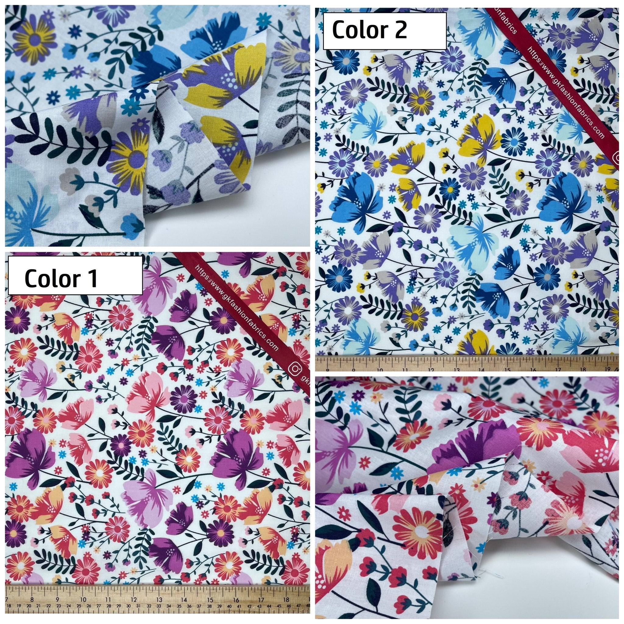 Colorful and stylish booming floral - 100% Cotton Poplin Digital Print -8067