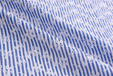 Cotton Blue/White Stripe Eyelet Embroidery Flower Fabric - G11156/021 - G.k Fashion Fabrics