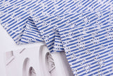Cotton Blue/White Stripe Eyelet Embroidery Flower Fabric - G11156/021 - G.k Fashion Fabrics