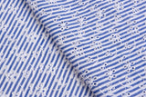 Cotton Blue/White Stripe Eyelet Embroidery Flower Fabric - G11156/021 - G.k Fashion Fabrics