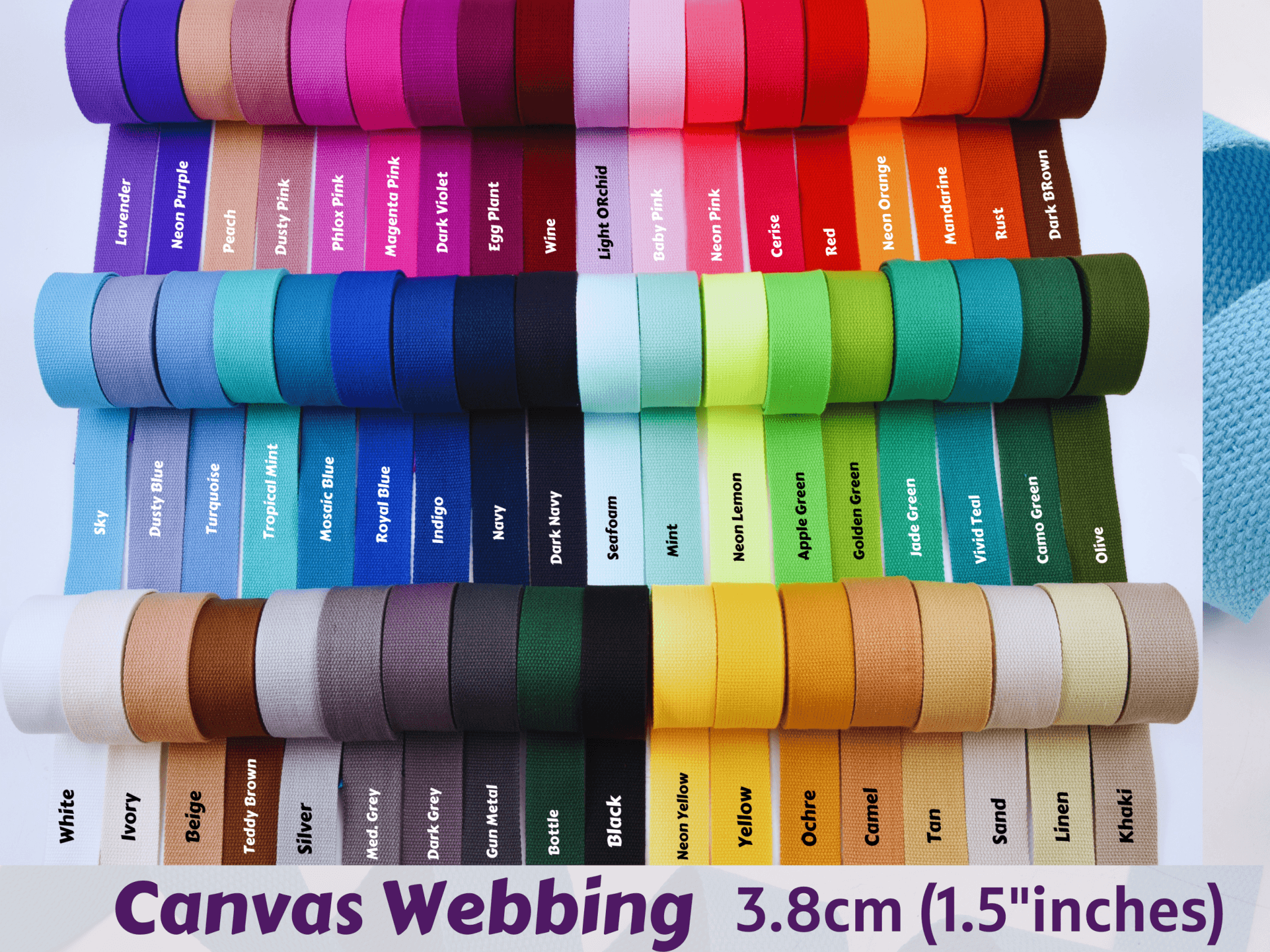 1 Yards Cotton Webbing 1.5 Inch Wide for Bag Handles, Bag Strap for Tote  Bag Upholstery Webbing, Thick Strong Bag Purse Cotton Webbing, 391 