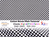 Cotton Woven Plain Textured Checks Digital Print Fabric - D#31 - G.k Fashion Fabrics