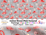 Cotton Woven Plain Textured Flamingo Digital Print Fabric - D#34 - G.k Fashion Fabrics