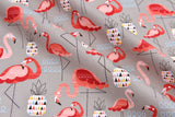 Cotton Woven Plain Textured Flamingo Digital Print Fabric - D#34 - G.k Fashion Fabrics