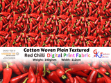 Cotton Woven Plain Textured Red Chili Digital Print Fabric - D#26 - G.k Fashion Fabrics