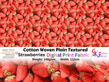 Cotton Woven Plain Textured Strawberry Digital Print Fabric - D#30 - G.k Fashion Fabrics