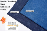 Denim Chambray Stars Embossed Fabric GH002 - G.k Fashion Fabrics denim